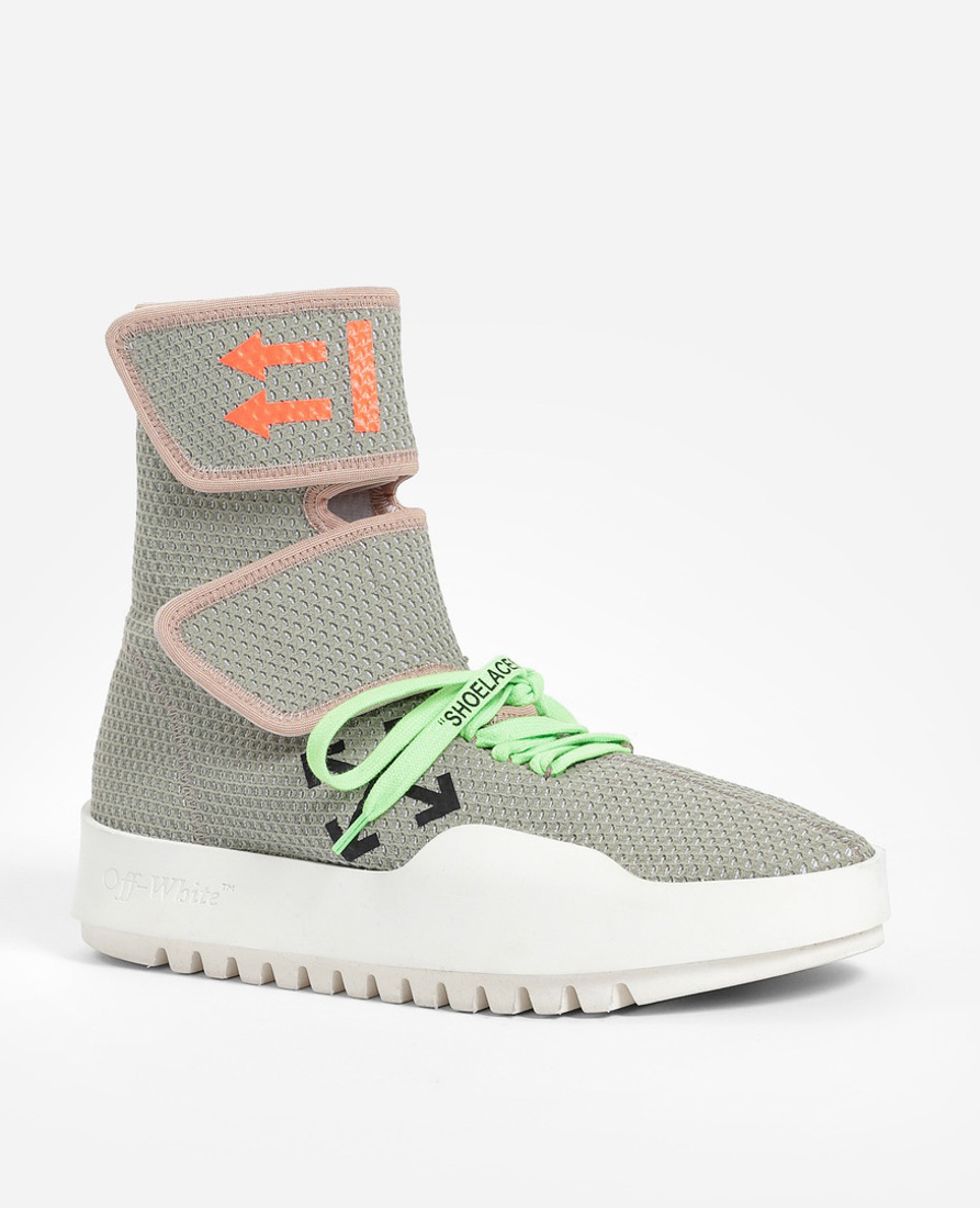 off white moto wrap on feet