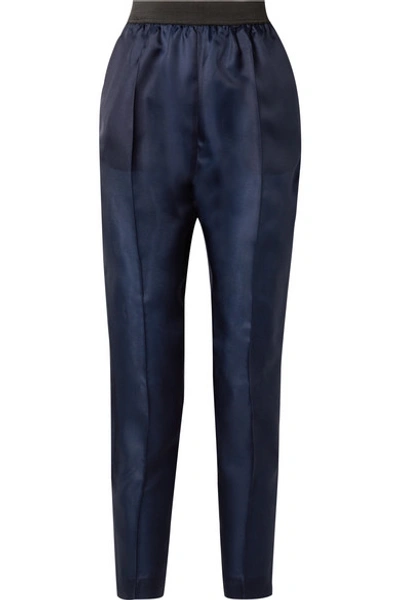 Shop Albus Lumen Lujo Silk-twill Straight-leg Pants In Navy