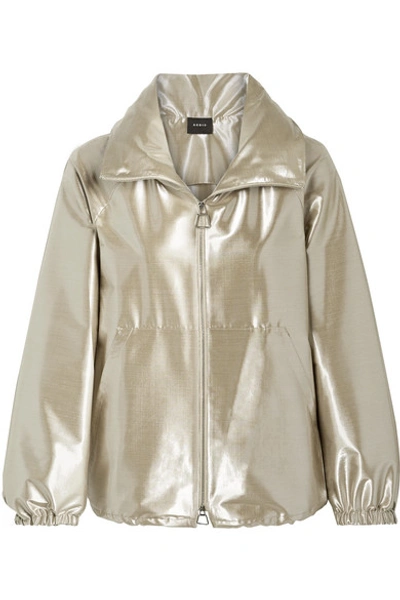 Shop Akris Veronique Metallic Wool-blend Taffeta Jacket