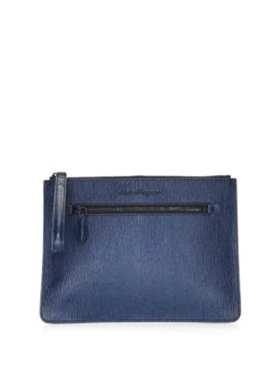 Shop Ferragamo Revival Leather Document Holder In Navy