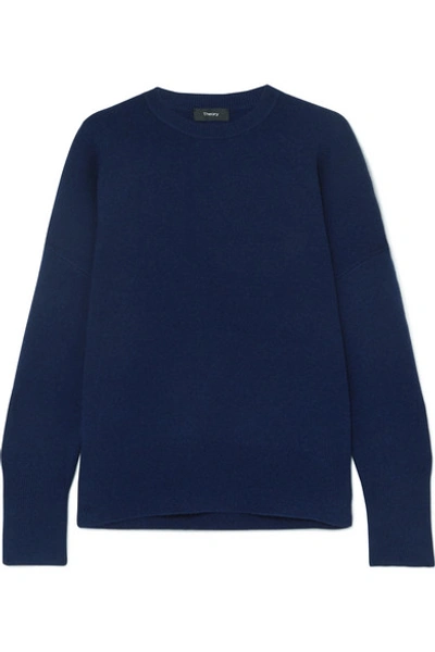 Shop Theory Wool-blend Sweater In Navy