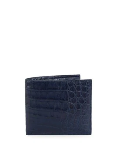 Shop Santiago Gonzalez Men's Crocodile Billfold Wallet In Navy