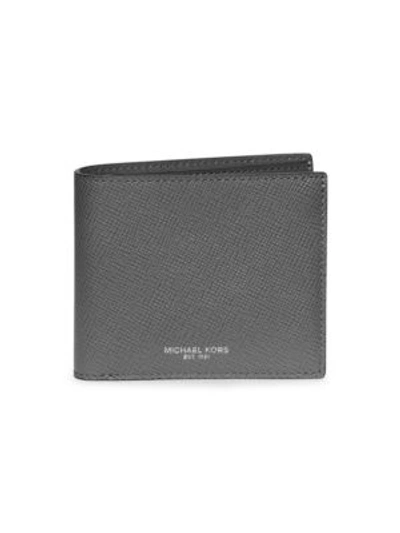 Shop Michael Kors Leather Billfold Wallet In Grey
