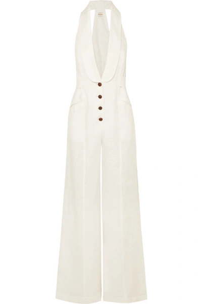 Shop Zimmermann Corsage Linen Jumpsuit