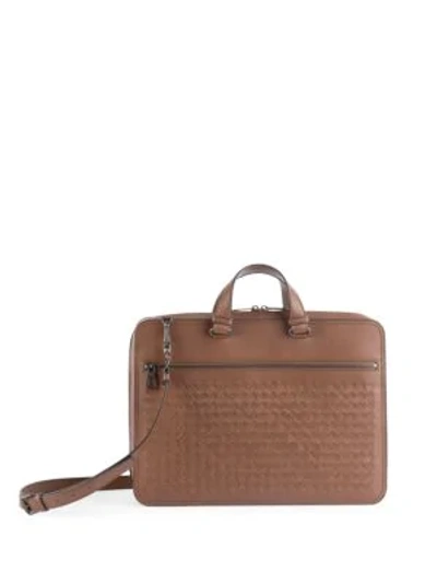 Shop Bottega Veneta Men's Intrecciato Leather Briefcase In Brown