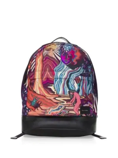 Shop Paul Smith Dreamer Printed Canvas Backpack In Purple