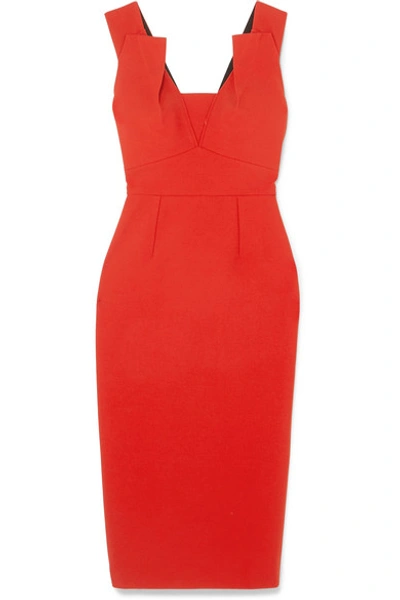 Shop Roland Mouret Coleby Crepe Midi Dress In Red