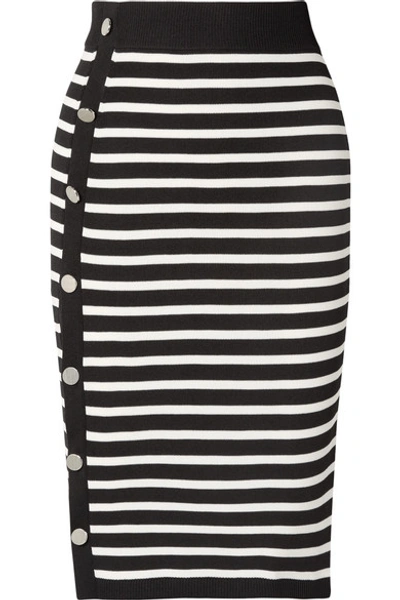 Shop Altuzarra Enya Striped Ribbed-knit Skirt In Black