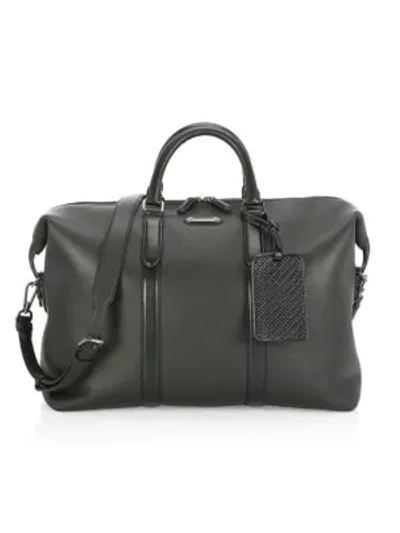 Shop Ermenegildo Zegna Leather Duffel Bag In Black