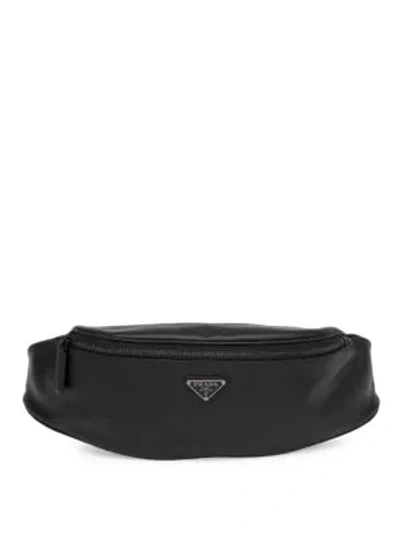 Shop Prada Grace Logo Leather Belt Bag In Black
