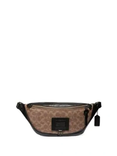 Shop Coach Rivington Signature Coated Canvas Belt Bag In Black Khaki