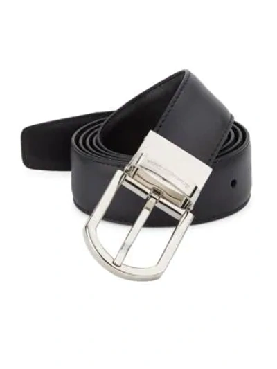Shop Ermenegildo Zegna Reversible Leather Belt In Navy Black