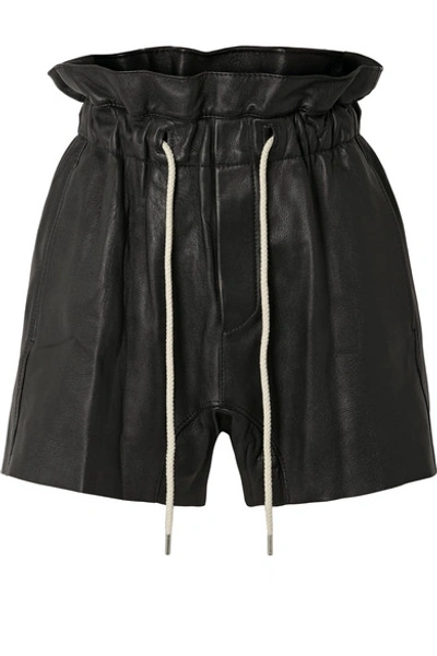 Shop Bassike Leather Shorts In Black