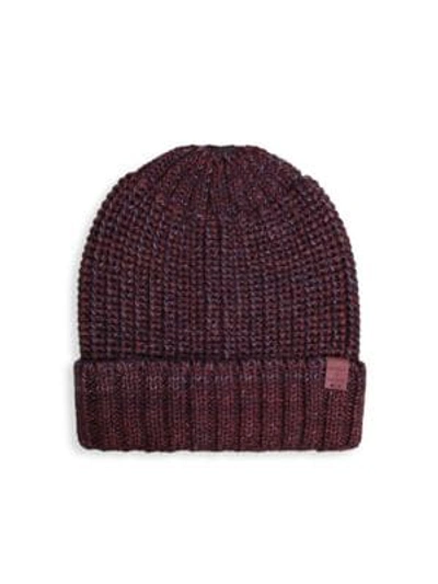 Shop Bickley + Mitchell Men's Cable Knit Wool-blend Beanie In Red