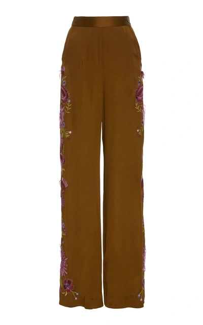 Shop Josie Natori Couture Wide Leg Pants In Brown