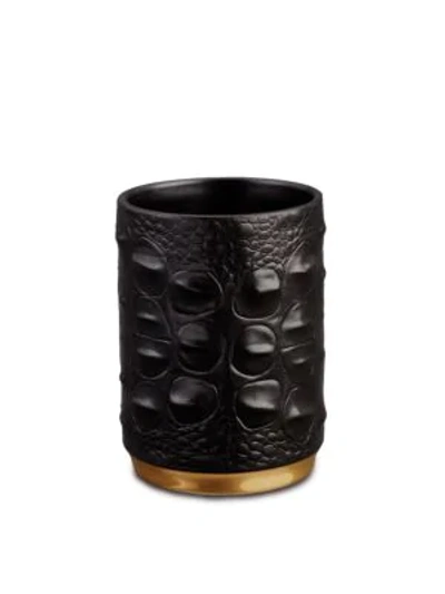 Shop L'objet Crocodile Porcelain Pencil Cup In Black