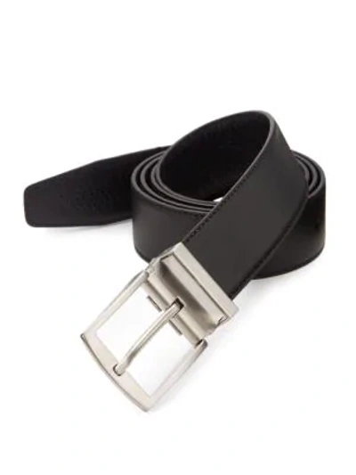 Shop Emporio Armani Men's Reversible Smooth & Grained Leather Belt In Black