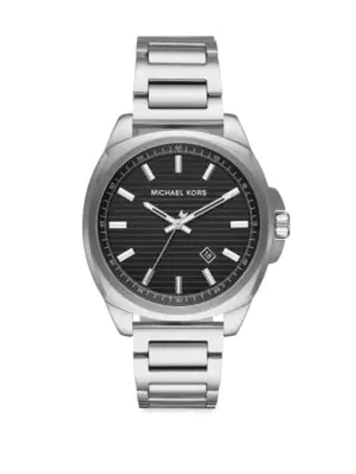 Shop Michael Kors Bryson Three-hand Stainless Steel Watch In Silver