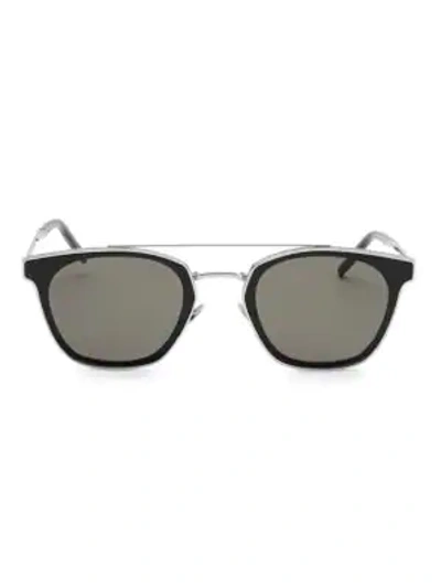 Shop Saint Laurent 61mm Unisex Square Sunglasses In Silver