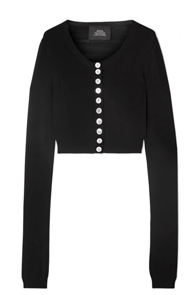 Shop Marc Jacobs Cropped Knitted Cardigan In Black