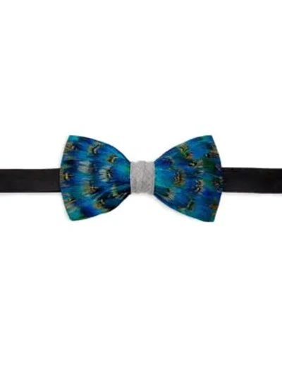 Shop Brackish Men's Codell Feather Bow Tie In Blue
