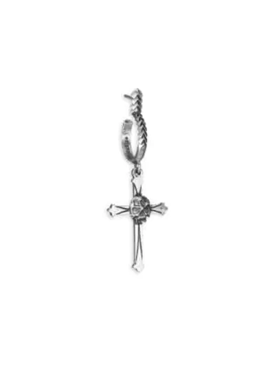 Shop Emanuele Bicocchi Sterling Silver Single Cross & Skull Earring