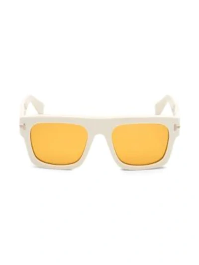 Shop Tom Ford Men's Fausto 53mm Square Sunglasses In Ivory