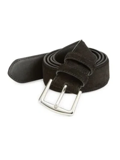 Shop Loro Piana Men's Basic Suede Belt In Black