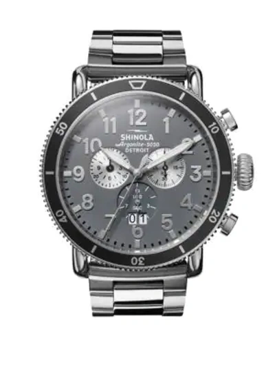 Shop Shinola Runwell Sport Chronograph Stainless Steel Bracelet- Strap Watch In Grey