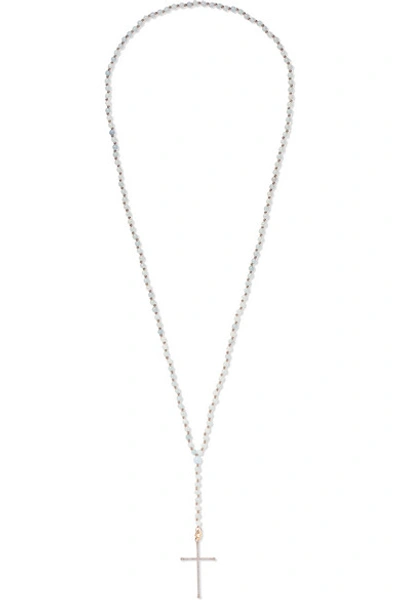 Shop Diane Kordas 18-karat Rose Gold, Diamond And Aquamarine Necklace