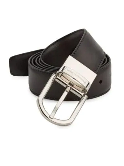 Shop Ermenegildo Zegna Men's Reversible Leather Belt In Brown
