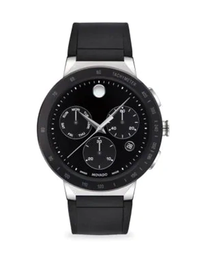 Shop Movado Sapphire Chronograph Watch In Black