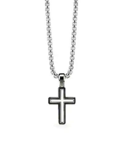 Shop David Yurman Roman Cross Sterling Silver Enhancer Pendant In Black