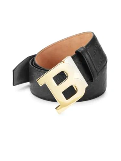 Shop Bally B Buckle Leather Belt In Black