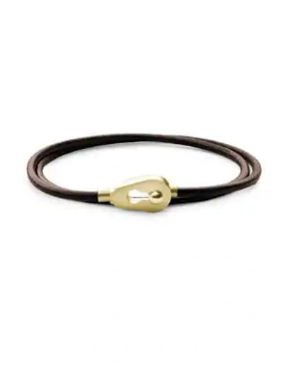 Shop Miansai Centra Leather Wrap Bracelet In Brown