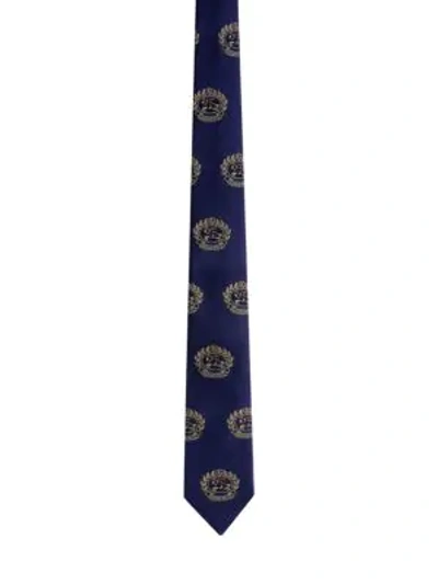 Shop Burberry Stanfield Crest Silk Tie In Navy