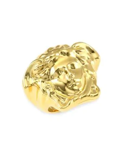 Shop Versace Round Medusa Ring In Gold