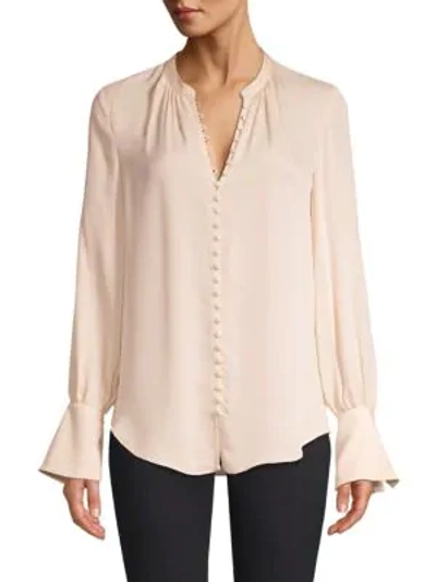 Shop Joie Tariana Silk Covered Button Blouse In Rose Bud