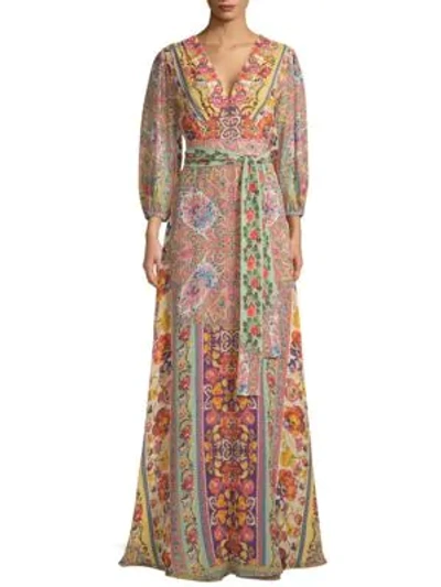 Shop Etro Ribbon Floral Sequence Gown In Pink