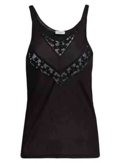 Shop Saint Laurent Ribbed Jersey Tank Top In Black