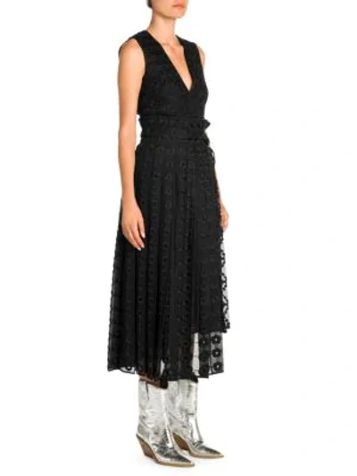 Shop Fendi Sangallo Organza Pleated Wrap Dress In Black