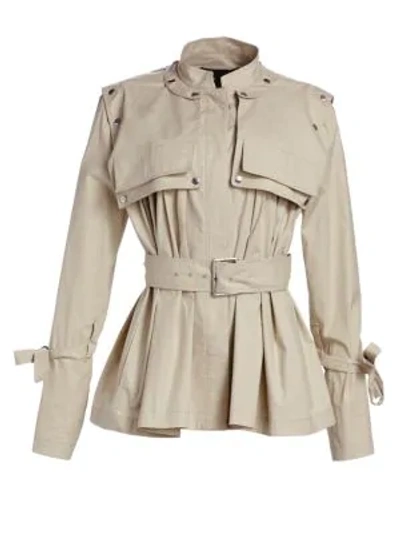 Shop Proenza Schouler Belted Cropped Trench Jacket In Stone