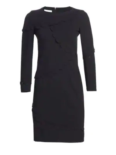 Shop Akris Punto Scallop Trim Shift Dress In Black