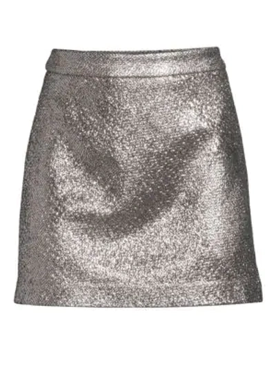 Shop Milly Metallic Mini Skirt In Silver