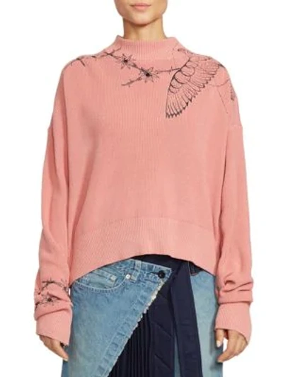 Shop Sacai Dr. Woo Embroidered Sweater In Pink