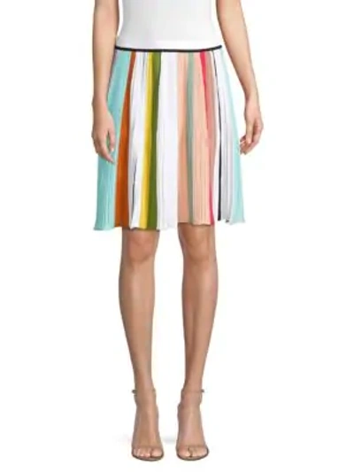 Shop Missoni Colorblock Stripe Knit Pleated A-line Skirt In Multi
