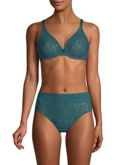 Shop Wacoal Halo Lace Underwire Bra In Majolica Blue