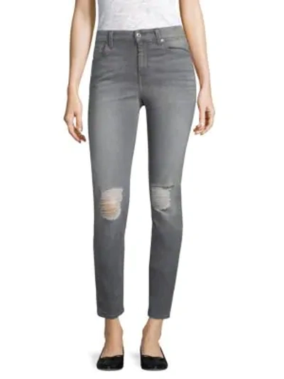 Shop 7 For All Mankind B(air) Distressed Skinny Jeans In Bair Chrysler Grey