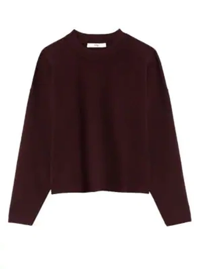 Shop Tibi Merino Wool Cropped Pullover Sweater In Dark Currant