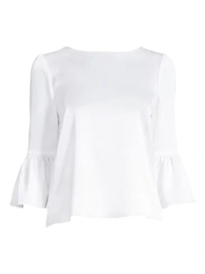 Shop Alice And Olivia Bernice Ruffle-sleeve Top In White